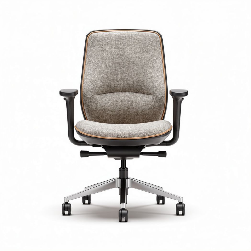 Chaise de bureau en tissu gris avec accoudoirs réglables et base en métal 60 x 60 x 100cm
