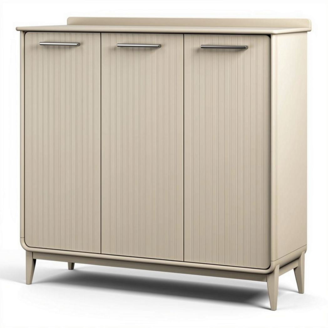 Buffet en bois de couleur beige avec trois portes et dimensions 80 x 40 x 90cm
