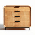 Commode en bois clair avec trois tiroirs noir 60 x 40 x 70cm