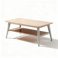 Table basse en bois clair avec étagère en dessous 100 x 50 x 45cm