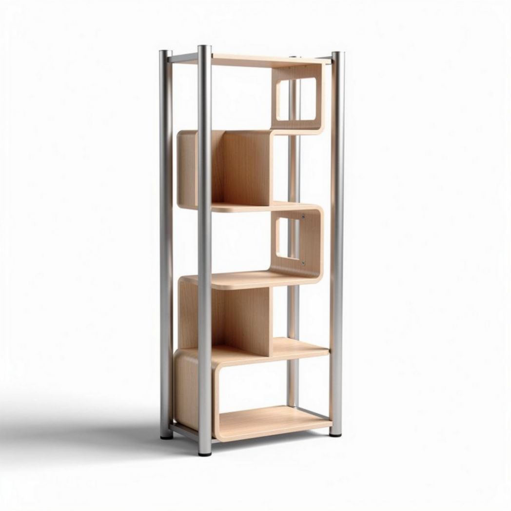 Étagère en bois de hêtre avec structure en aluminium 40 x 20 x 120cm