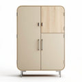 Armoire de rangement en bois et métal beige 80 x 50 x 120cm