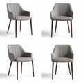 Chaise en tissu gris avec pieds en bois taille 50 x 55 x 80cm pour salle à manger