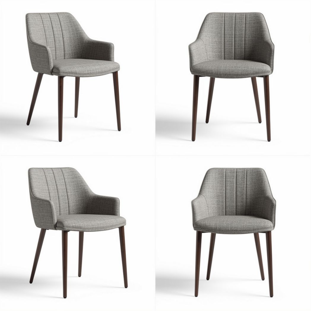Chaise en tissu gris avec pieds en bois taille 50 x 55 x 80cm pour salle à manger