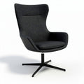 Fauteuil en tissu noir avec structure en métal 70 x 70 x 100cm