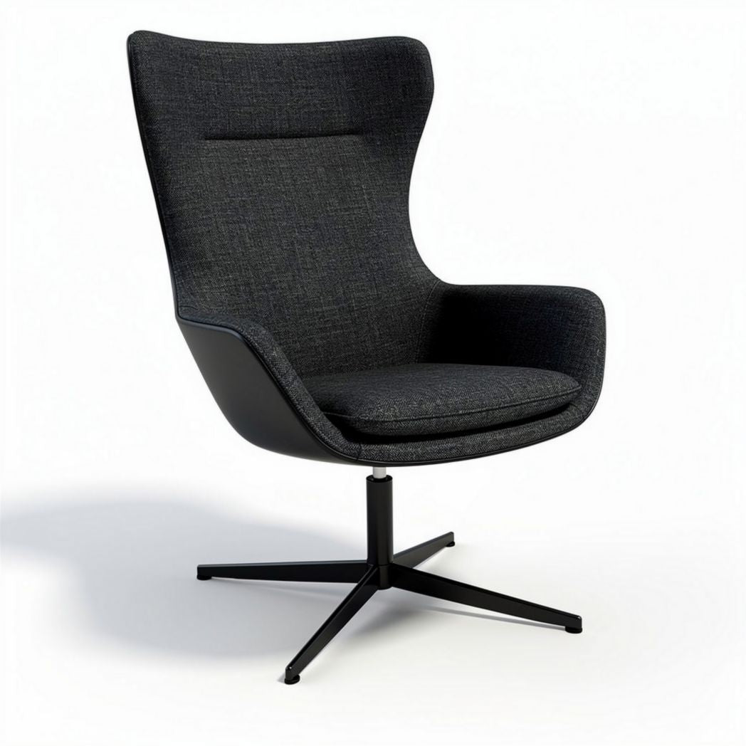Fauteuil en tissu noir avec structure en métal 70 x 70 x 100cm