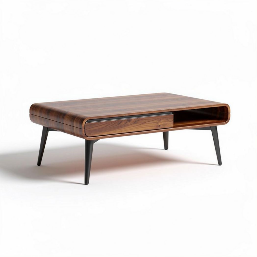 Table basse en bois avec tiroir 120 x 60 x 40cm finition brillante