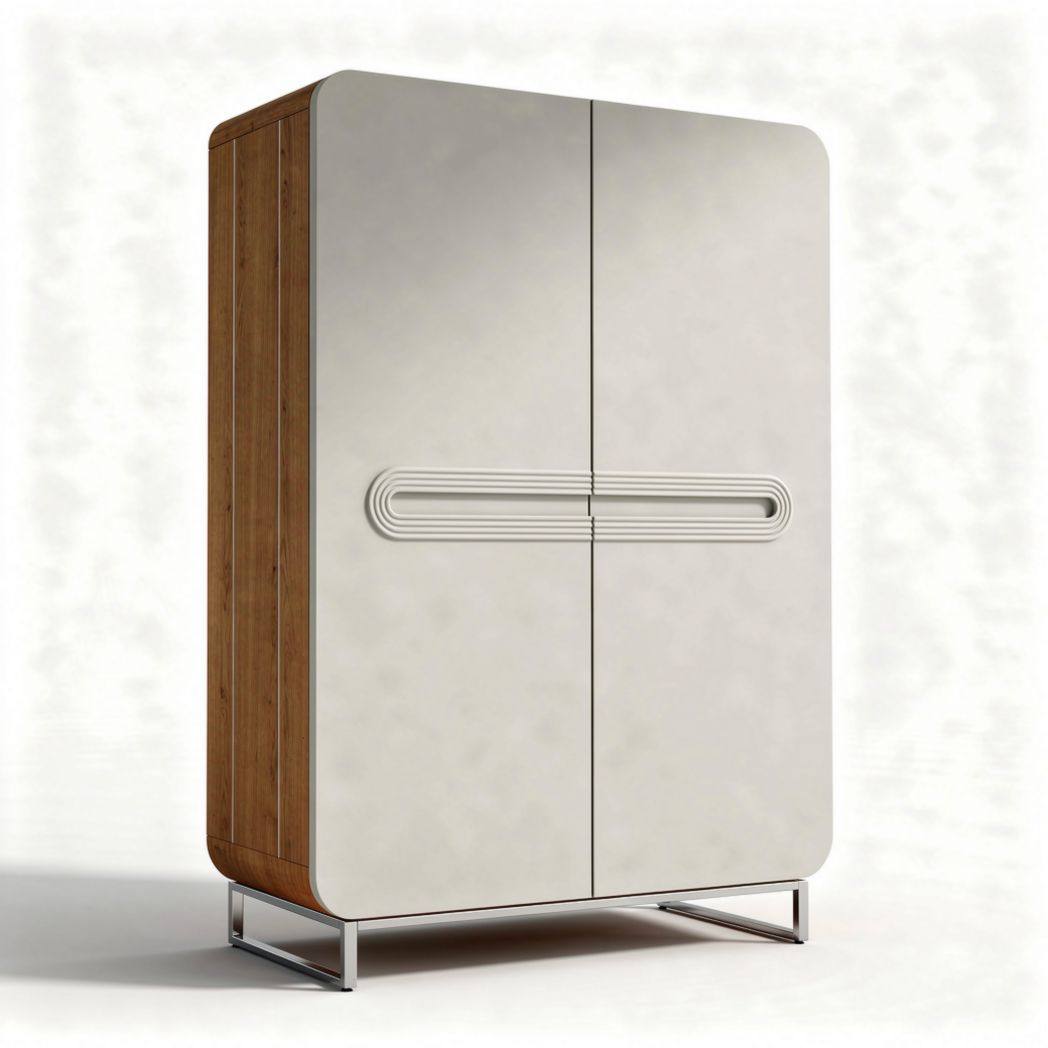 Armoire en bois et métal pour espace de rangement contemporain 180 x 90 x 60cm