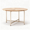 Table ronde en bois naturel avec pieds en métal 70 x 70 x 40cm