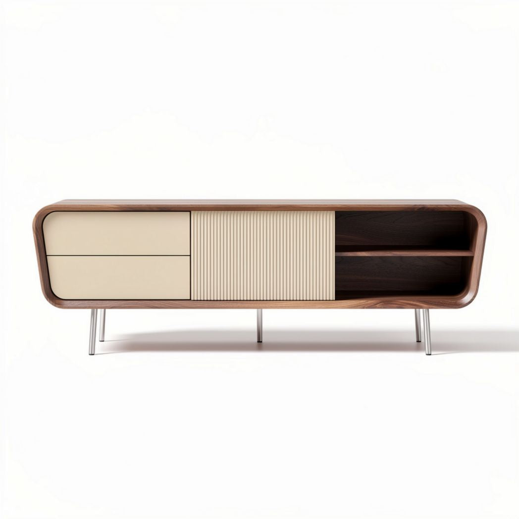 Meuble tv en bois avec tiroir et étagère en design moderne 120 x 40 x 50cm