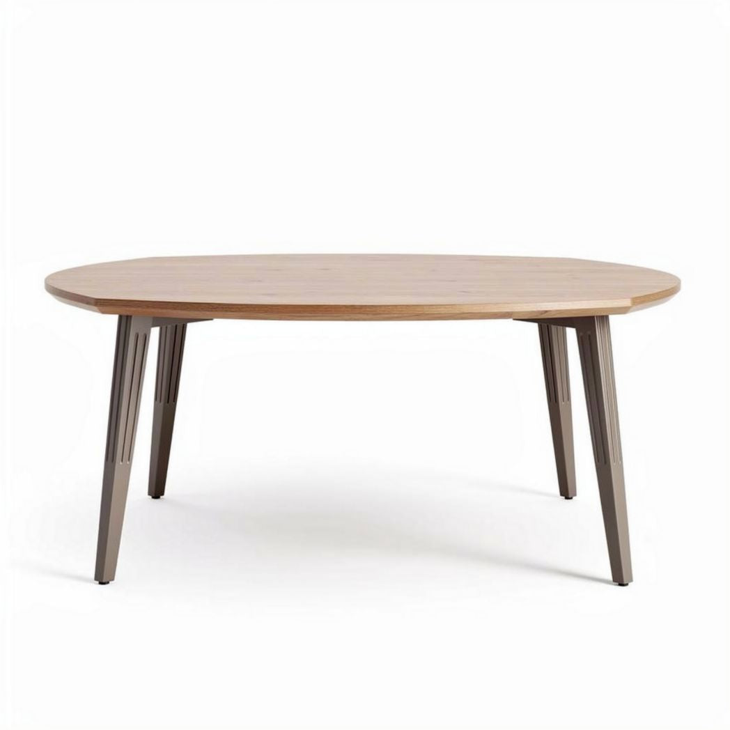 Table ronde en bois de chêne avec pieds en métal 150 x 80 x 75cm